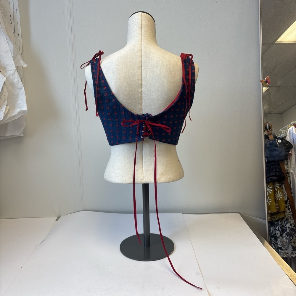 Women's Blue and Red Corset Top - Picture 5 of 7